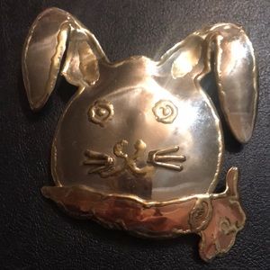 EASTER BUNNY mixed metal pendant / brooch
